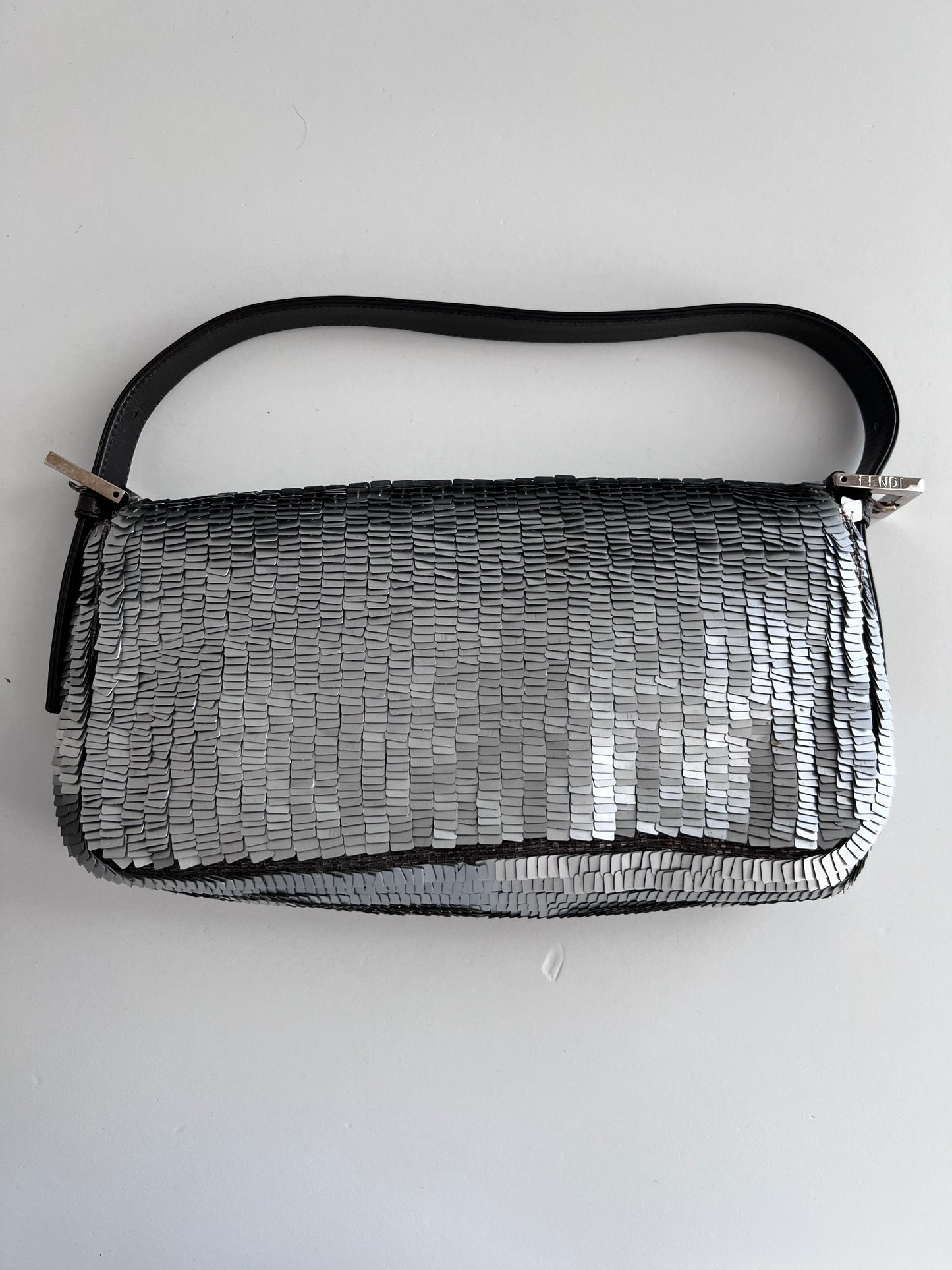 Vintage Fendi silver sequin Baguette