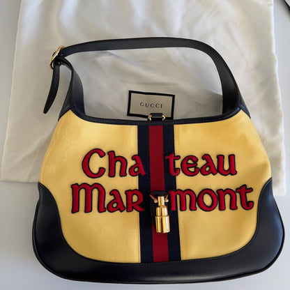 Gucci Chateau Marmont Jackie Hobo Embroidered GG Coated Canvas Small
