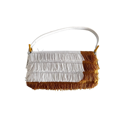 Fendi Runway style tassel beaded baguette