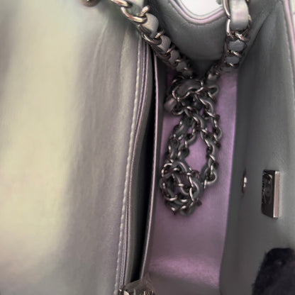 Chanel Silver Iridescent Classic Square Flap Bag