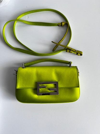 Fendi neon green satin bag