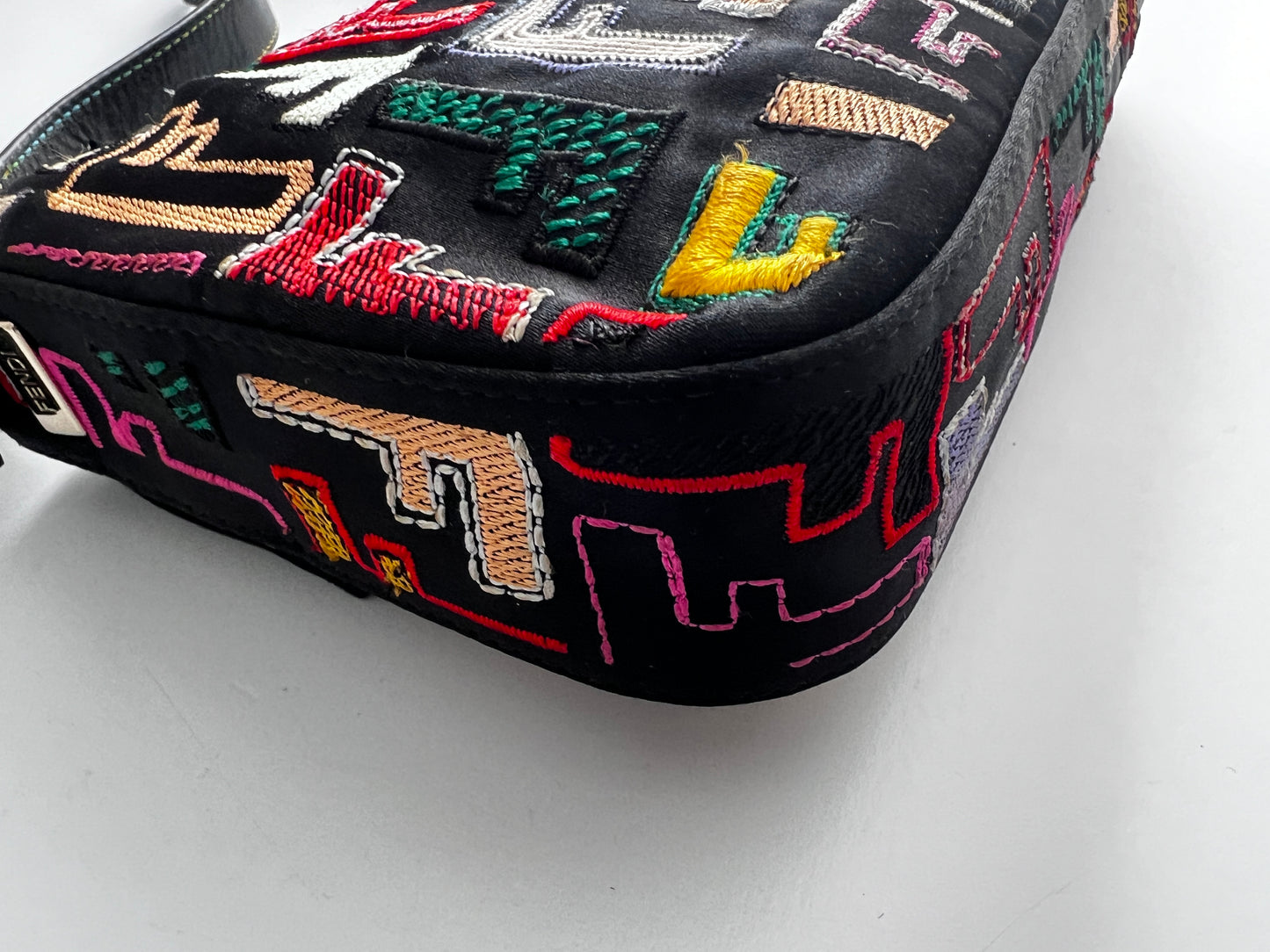 Fendi multicolored F embroidered baguette