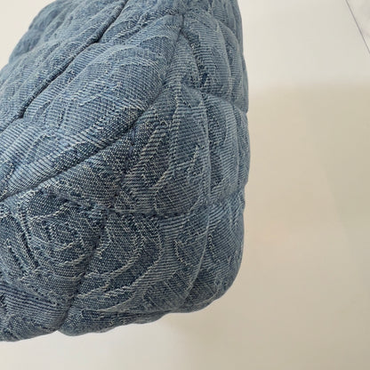 Chanel Denim Quilted Medium Camellia Sweetheart Flap Blue