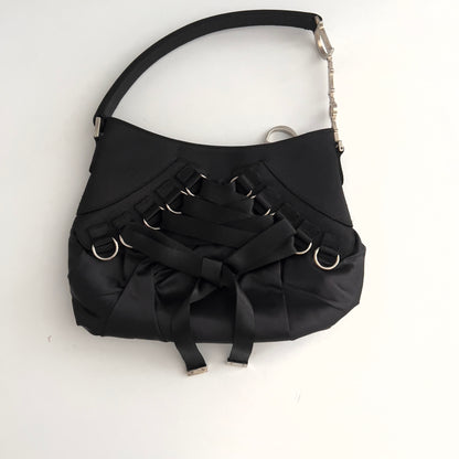 Vintage Dior Mini Black Satin Ballet bag