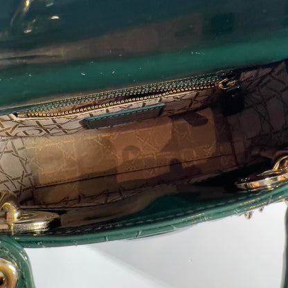 Dior Mini Green Patent Cannage Ladydior Bag