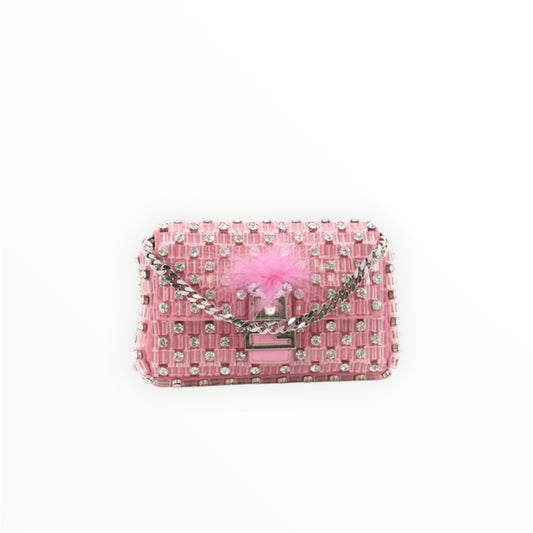 Fendi Monster Mini Baguette Crystal Embellished Leather with Fur
