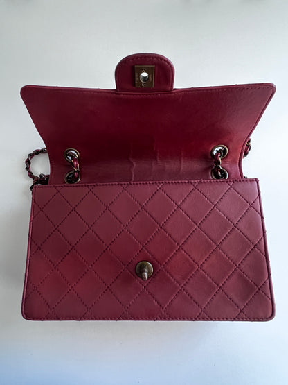 Chanel Burgandy leather single flap bag