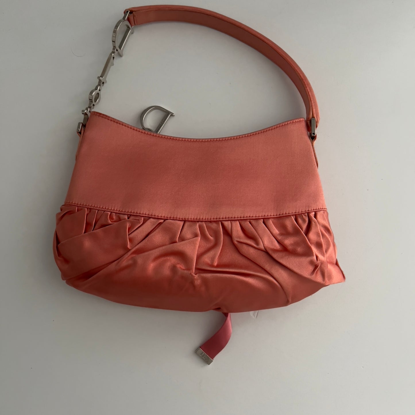 Dior Vintage Peach Pink Mini Satin Ballet Bag