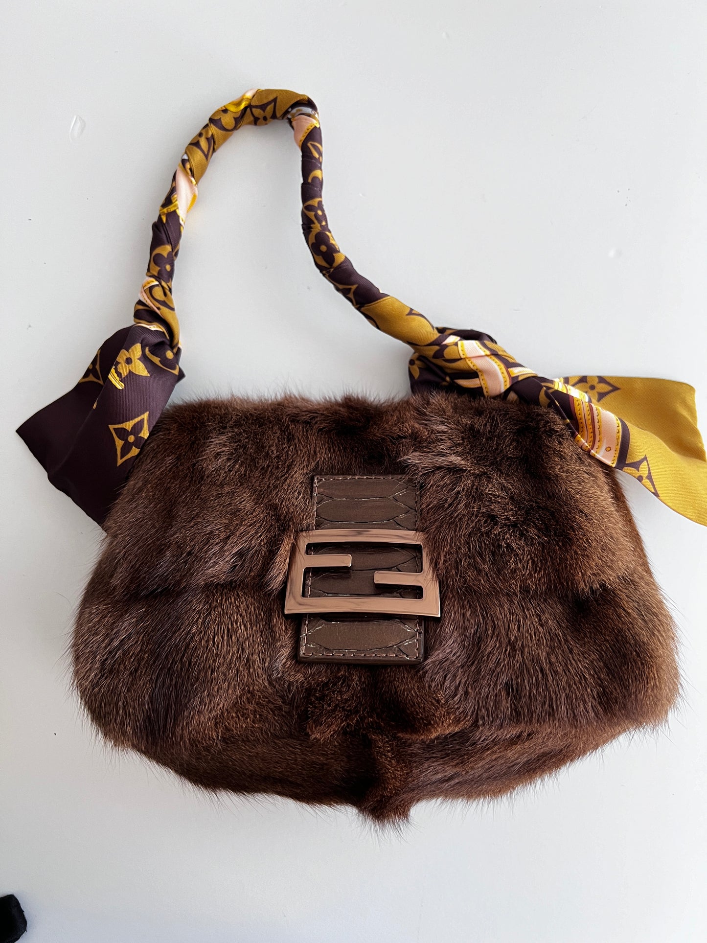 Fendi mini mamma size cute squirrel fur baguette