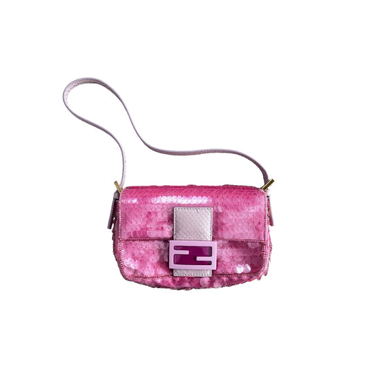 Fendi pink mini sequin baguette