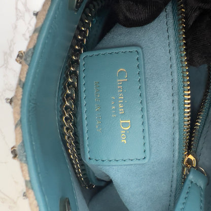 Dior Blue Mini Embellished Ladydior bag