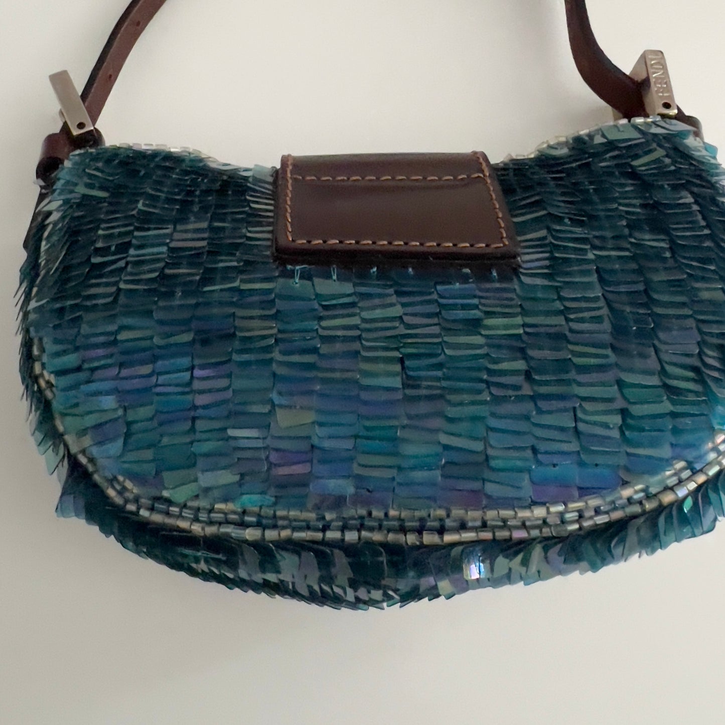 Vintage Fendi Blue Sequin Crossiant