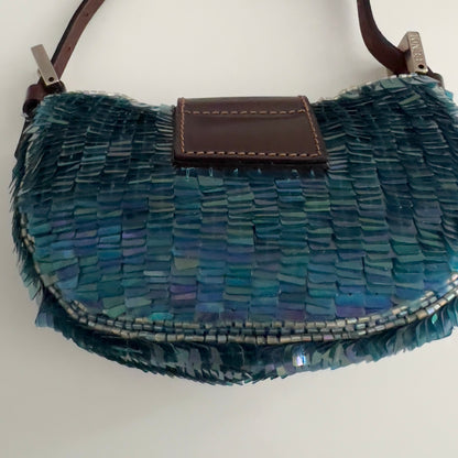 Vintage Fendi Blue Sequin Crossiant