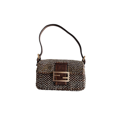 Fendi silver beaded mini baguette