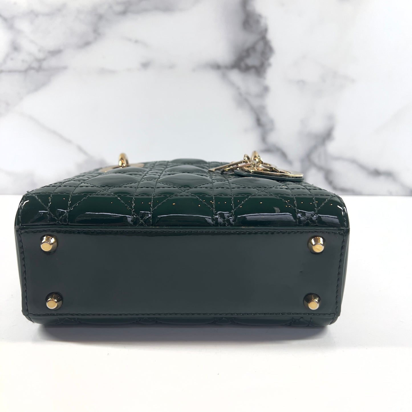 Dior Mini Green Patent Cannage Ladydior Bag