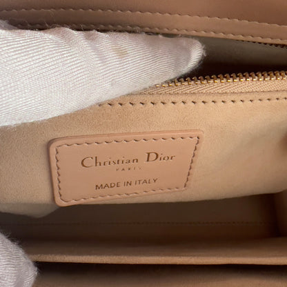 Dior Calfskin Medium Size Sand Pink Lace Ladydior Bag