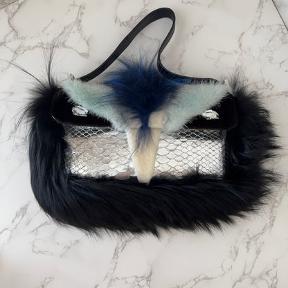 Fendi Angry Bird Python & Fur Baguette