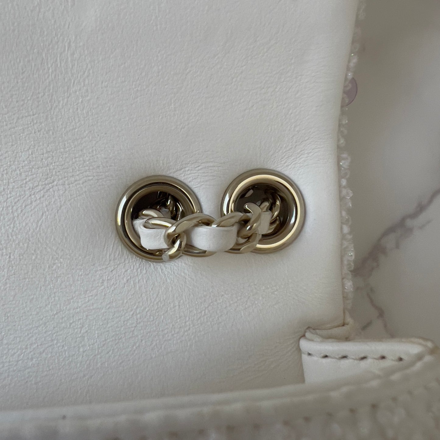 Chanel 2026 limited edition colorful sequin pearls mini rectangular flap bag