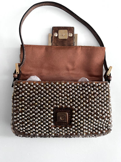 Fendi silver beaded mini baguette