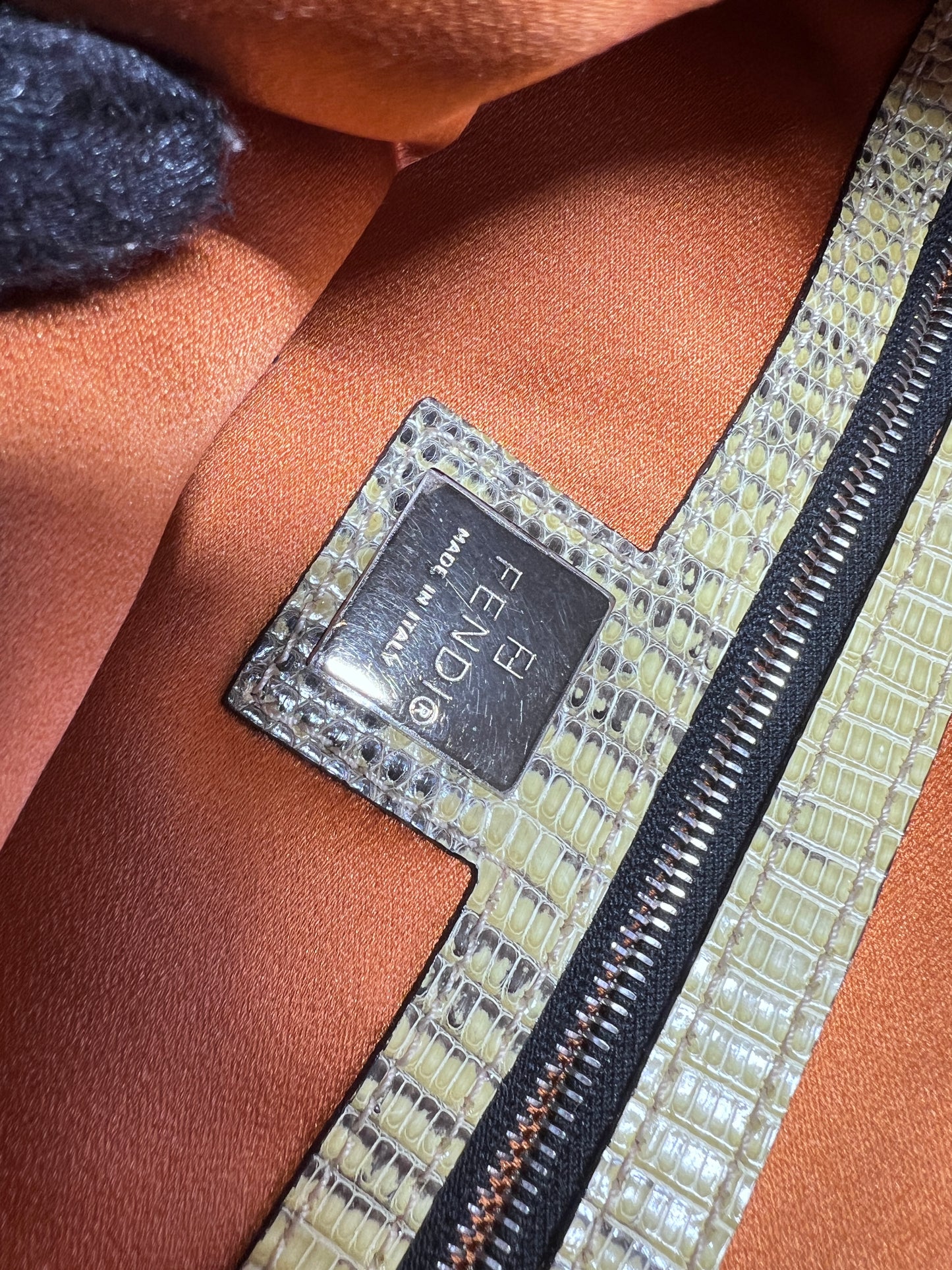 Fendi multi color lizard skin strap baguette