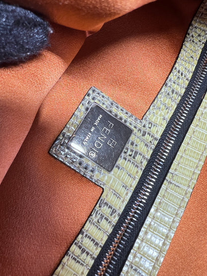 Fendi multi color lizard skin strap baguette
