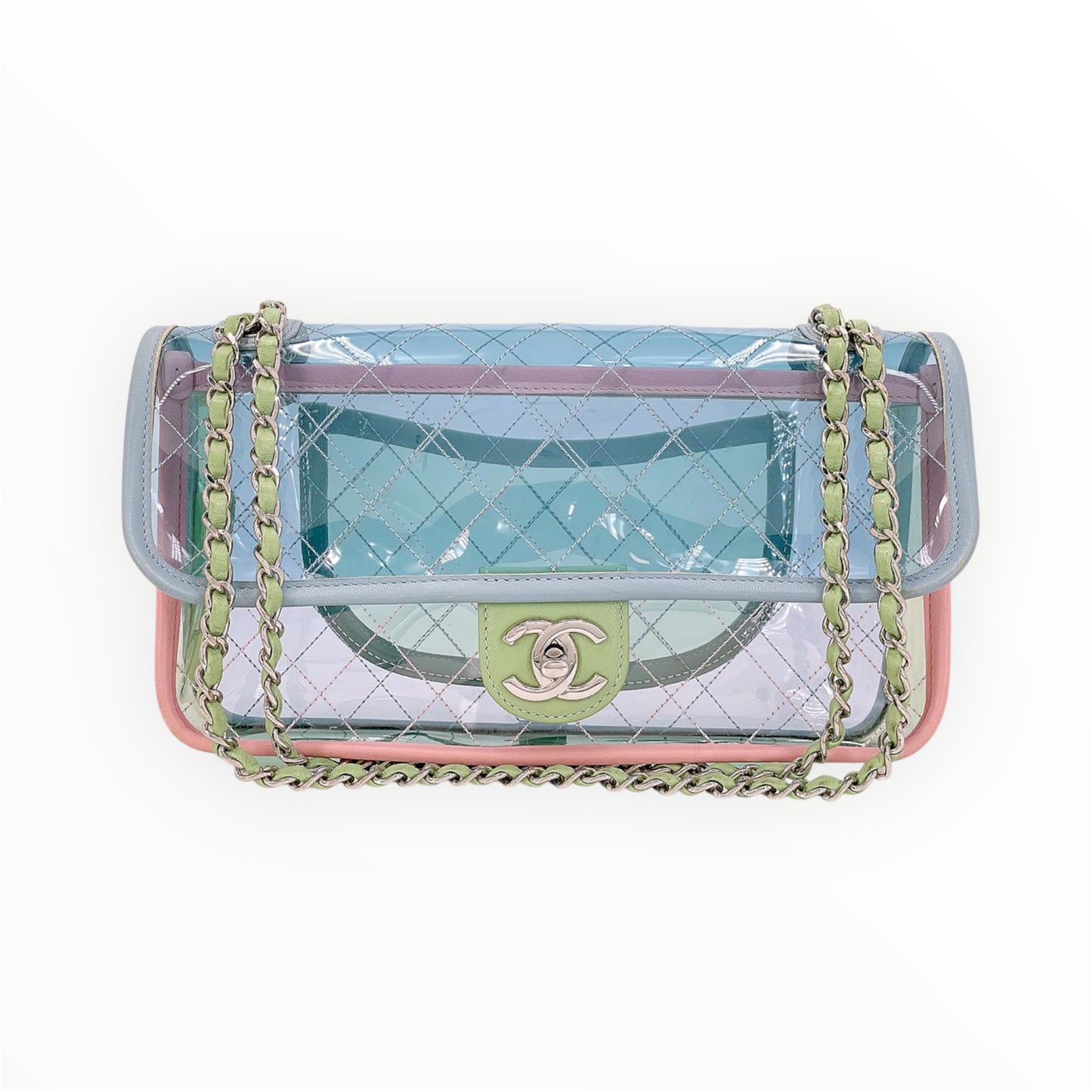 Chanel 18S Coco Splash Pastel Rainbow PVC Medium Flap Bag