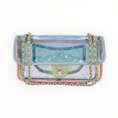 Chanel 18S Coco Splash Pastel Rainbow PVC Medium Flap Bag
