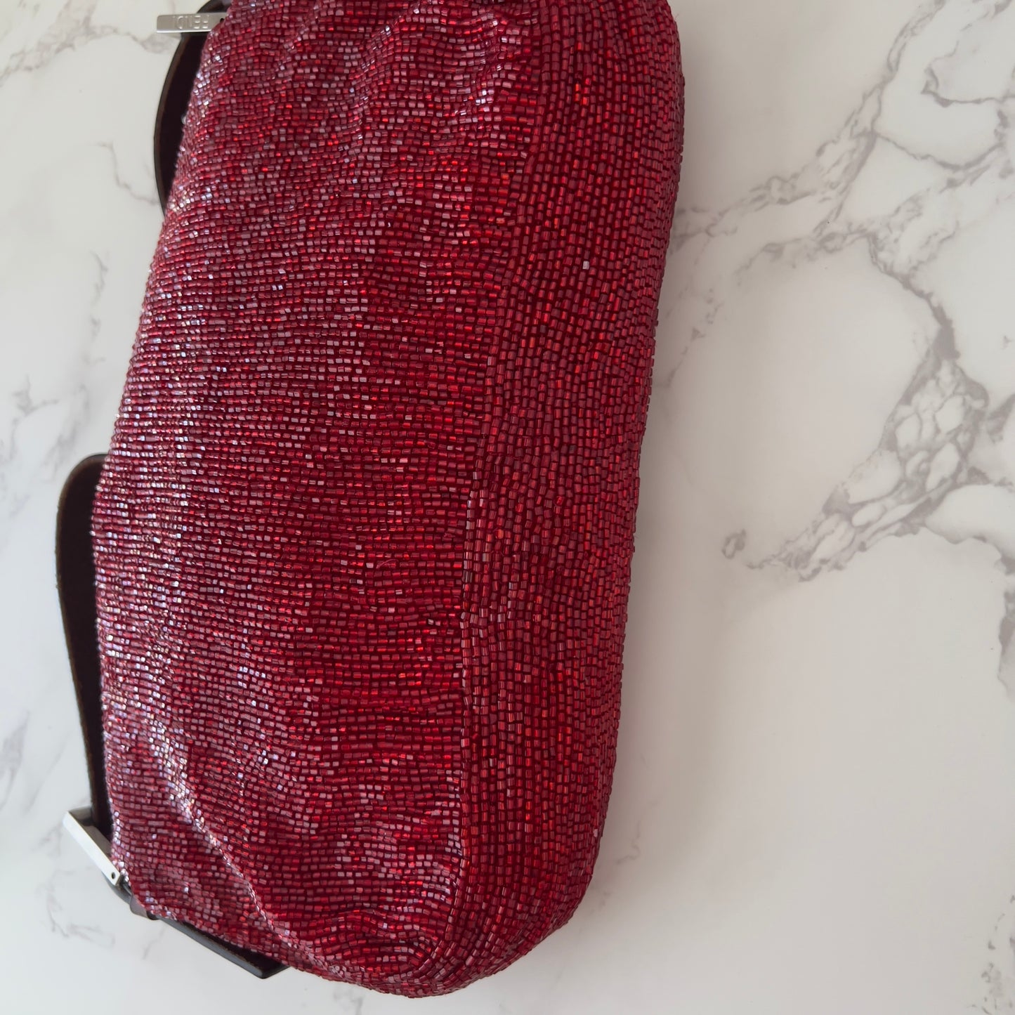 Vintage Fendi Red Beaded Baguette