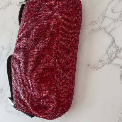 Vintage Fendi Red Beaded Baguette