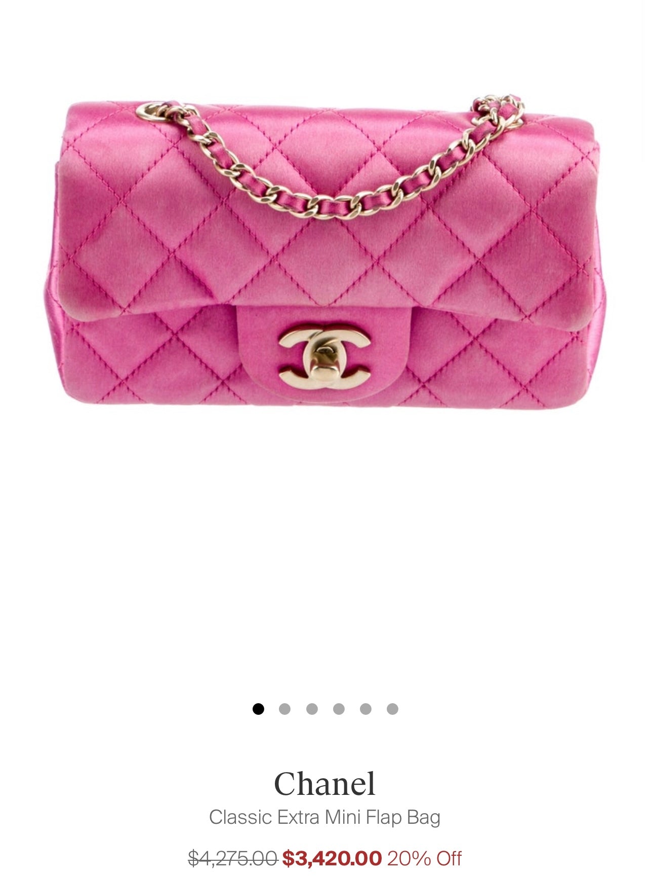 Chanel extra mini pink satin flap bag, like new