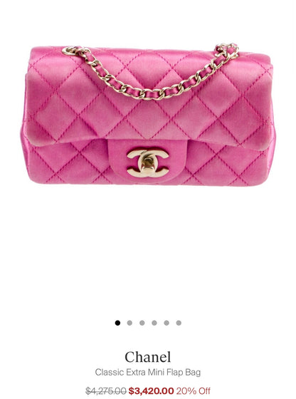 Chanel extra mini pink satin flap bag, like new