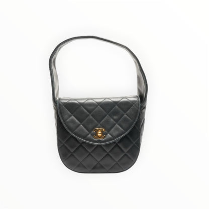 Vintage Chanel Quilted Small Lambskin Tote Bag with Mirror