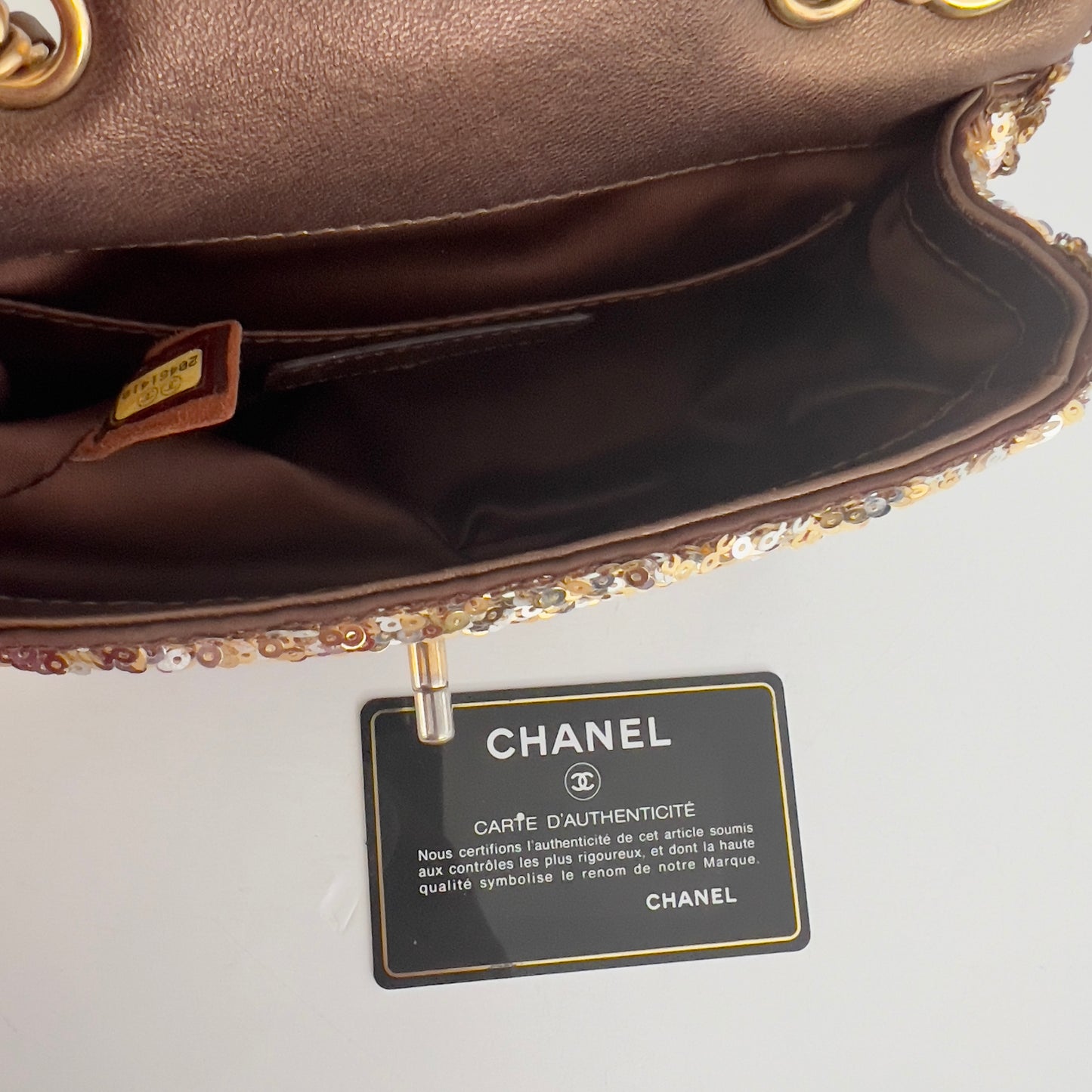 Chanel Mini Rectangle Gold& Silver Sequin Flap Bag