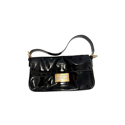 Fendi black patent baguette