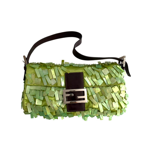 Vintage Fendi Green Mother of Pearl Baguette