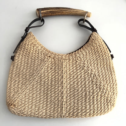 Vintage YSL Beige Raffia Mombasa Bag