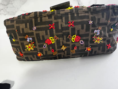 Vintage Fendi floral beaded mamma baguette