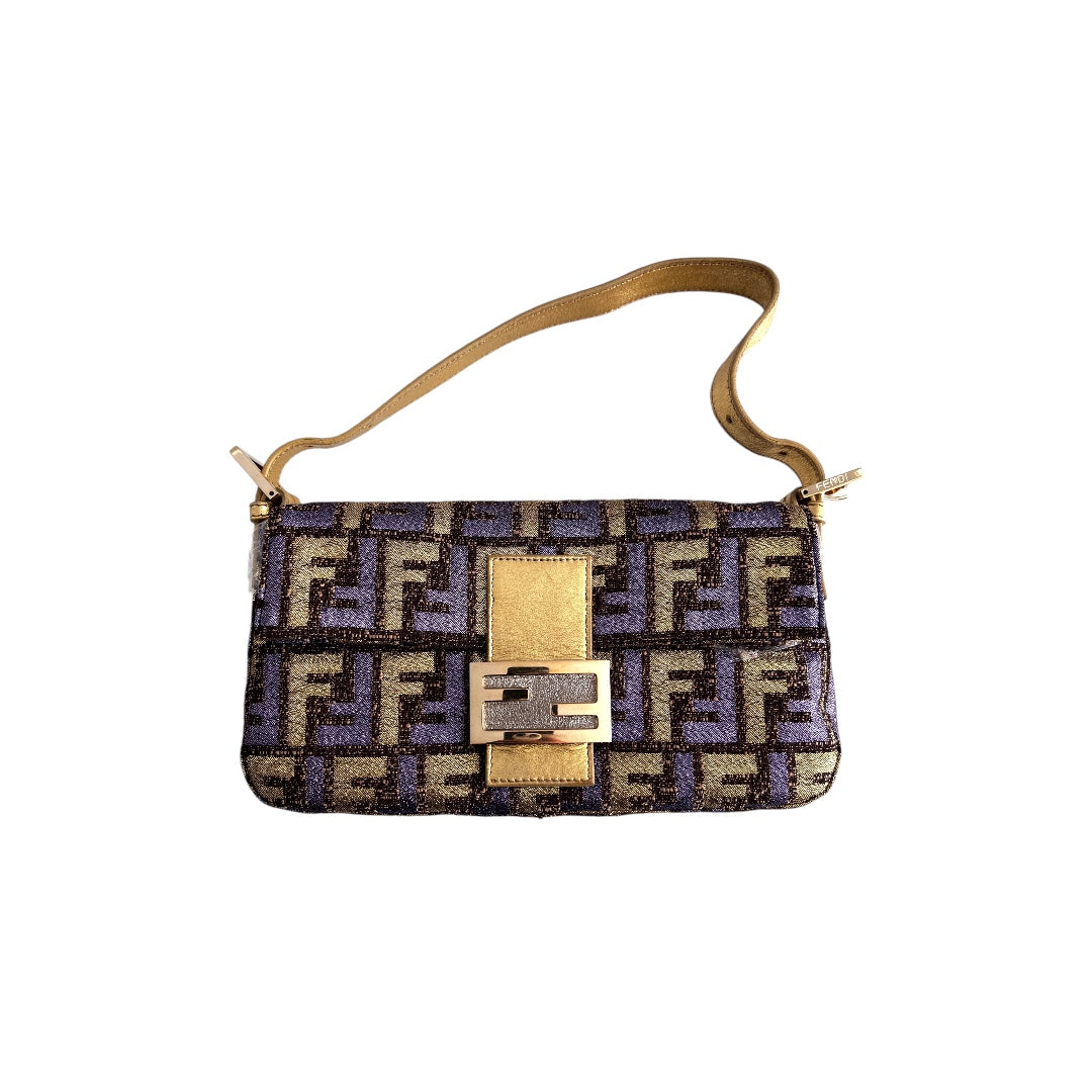 Fendi metallic zucca baguette