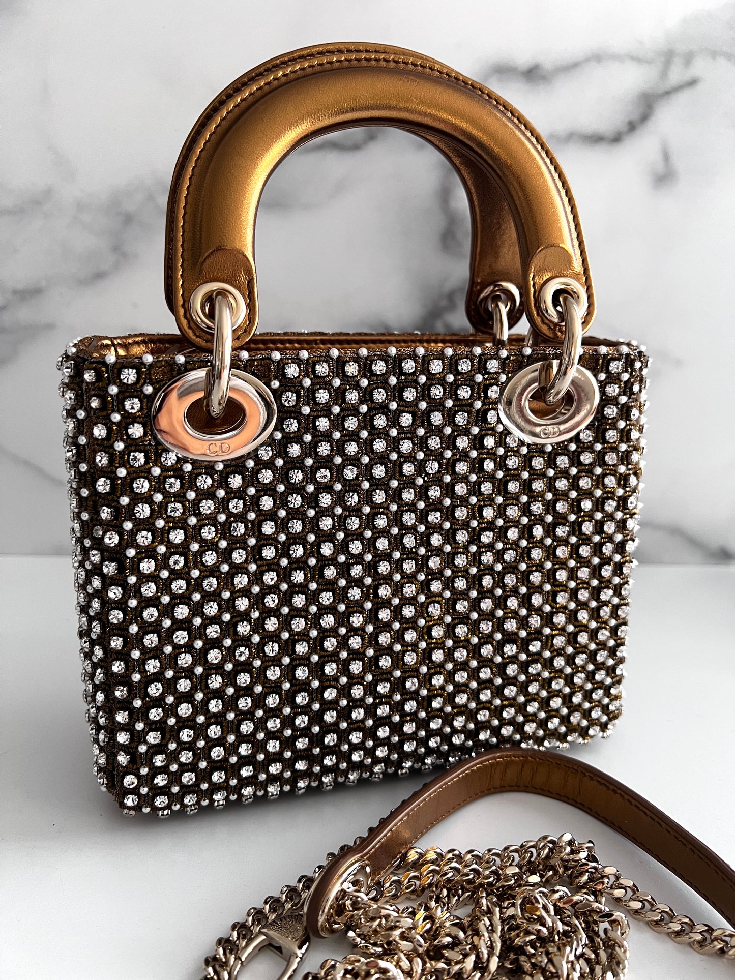 Dior mini lady Dior pearl & diamond bag