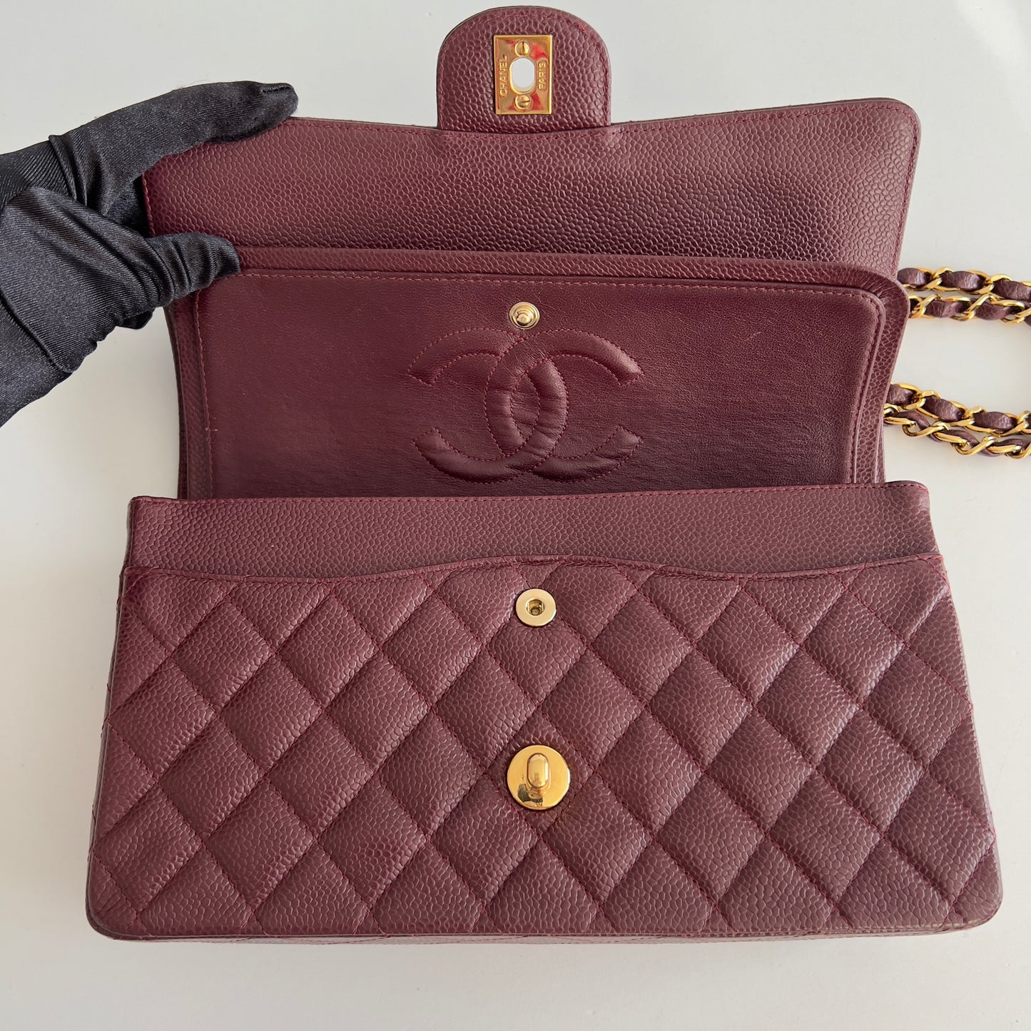 Vintage Chanel Burgundy Caviar Medium Double Flap Bag