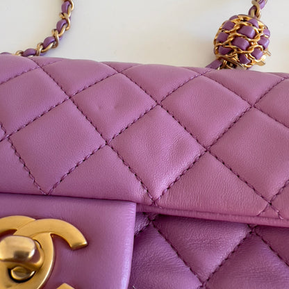 Chanel Lavender Lamb Skin Mini Rectangular Crush Flap Bag
