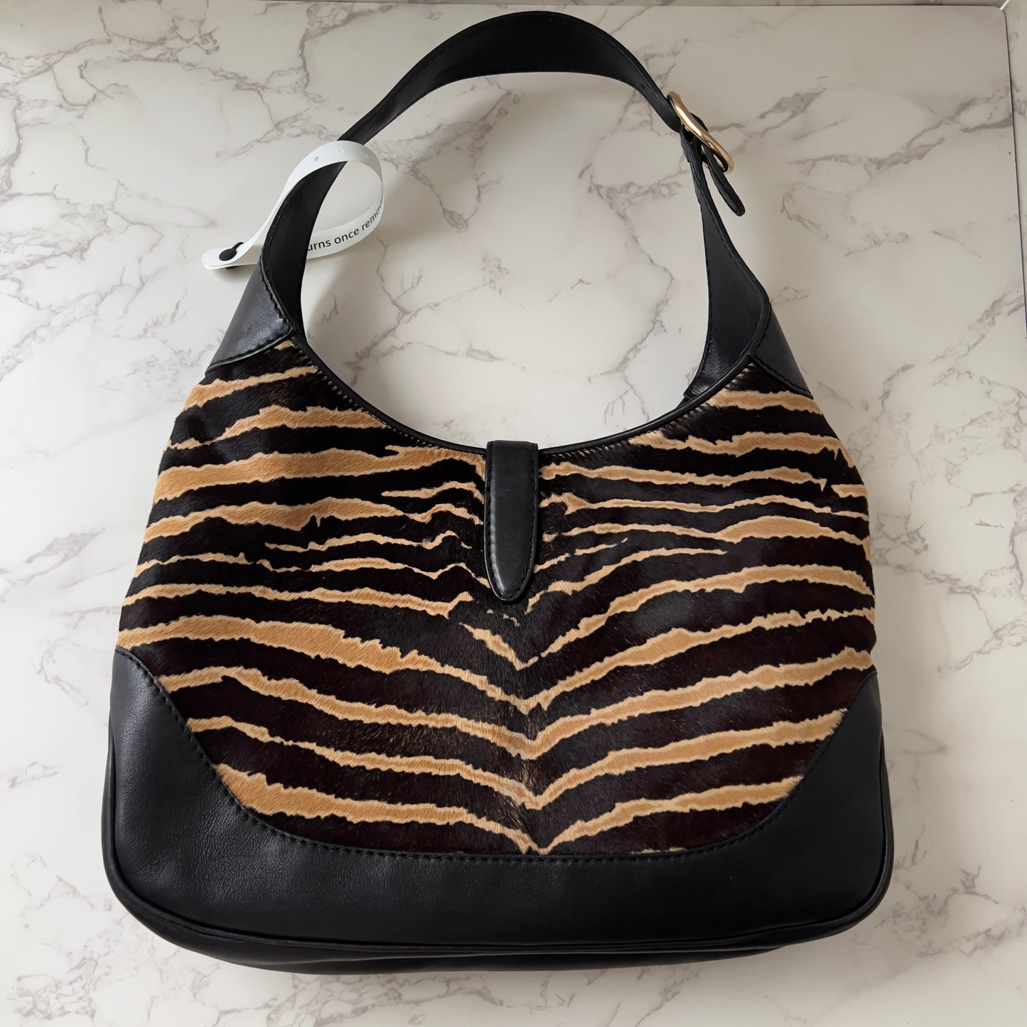 Gucci Tiger Stripe Pony Hair Medium Jackie Hobo Bag