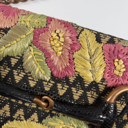 Vintage Tom Ford GUCCI Raffia Embroidered Horsebit Chain Bag