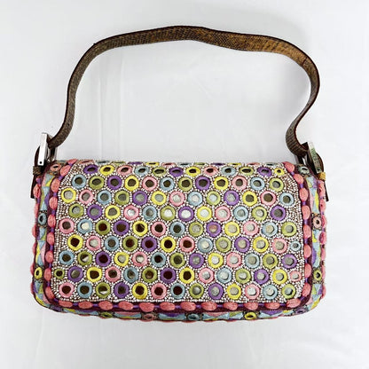 Fendi Baguette Multicolor mirror silver hardware shoulder bag