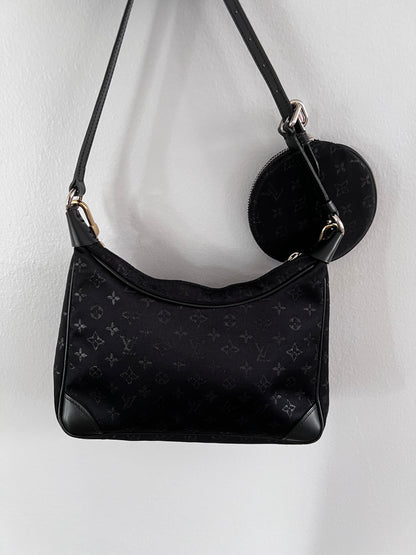 Louis Vuitton Monogram satin small Boulogne with coin bag and chain