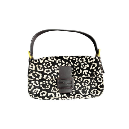 NWOT! Fendi black & white cheetah print pony hair baguette