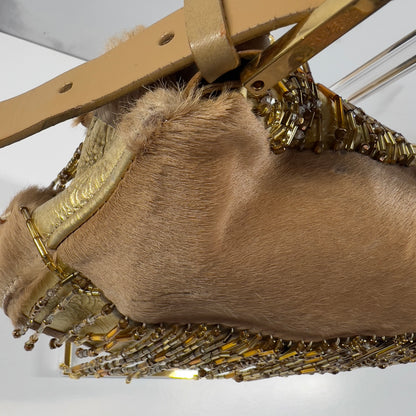 Vintage Fendi Pony Hair Beaded Fringes Baguette