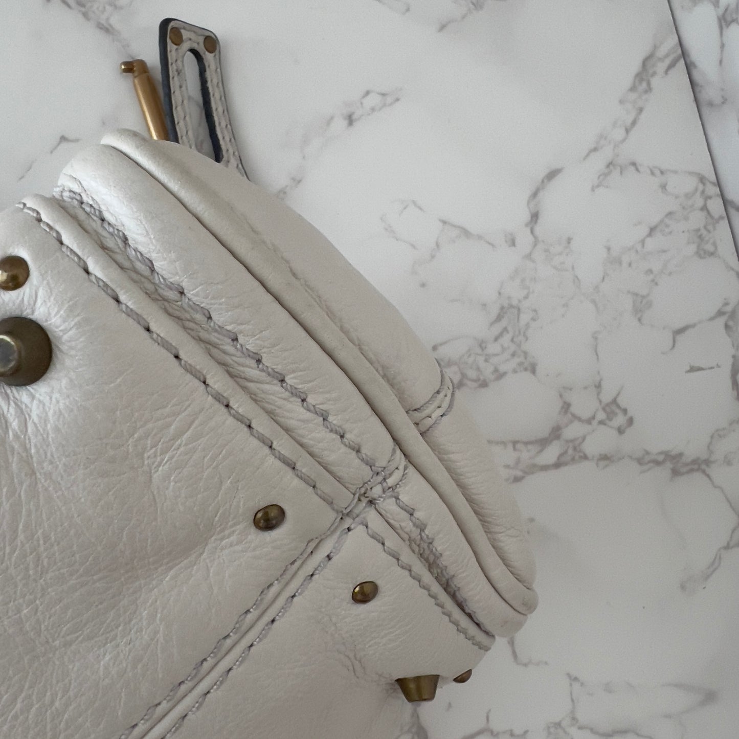 Chloé small Paddington padlock leather tote bag white