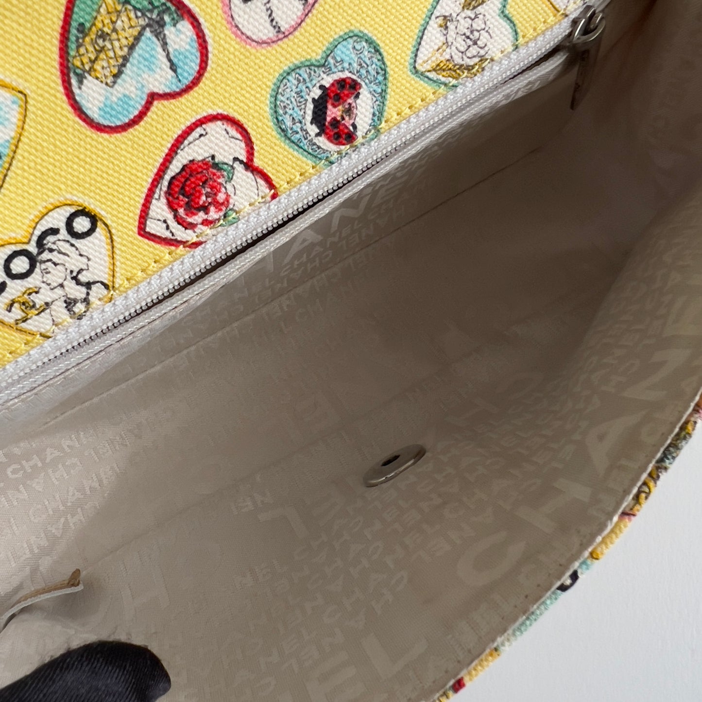 Vintage Chanel Valentine Heart Limited Edition Canvas Small Flap Bag