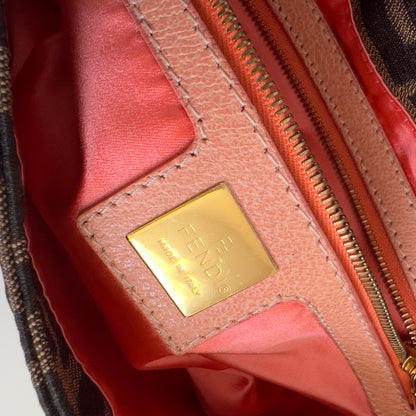 Vintage Fendi Enamel Flower Buckle Zucca Baguette